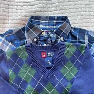 Chaps By Ralph Lauren boy’s size 5 BUNDLE sweater and button down navy and green
